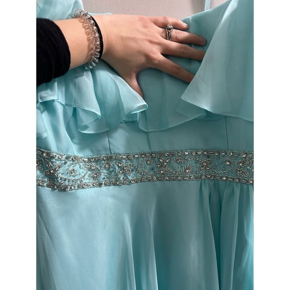 Mac Duggal FLOWY‎ OFF-THE-SHOULDER GOWN Mint - Picture 3 of 14